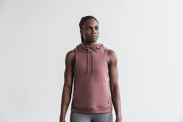 Nobull Microplush Sleeveless Women's Hoodie Red | Australia (LW4671)